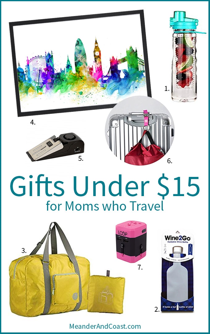 Mothers' Day gifts under $15 for moms who love to travel. These are fun and practical too! | Meander & Coast Travel Blog