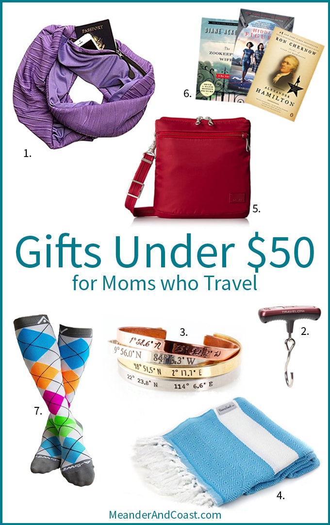 Travel gifts for moms who travel. Love these under $50 ideas for Mothers' Day! | MeanderAndCoast.com